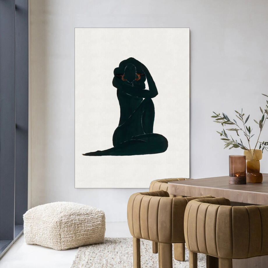 Urban Cotton Wandkleed 'Stillness' 145 x 190cm in Frame - black afbeelding 