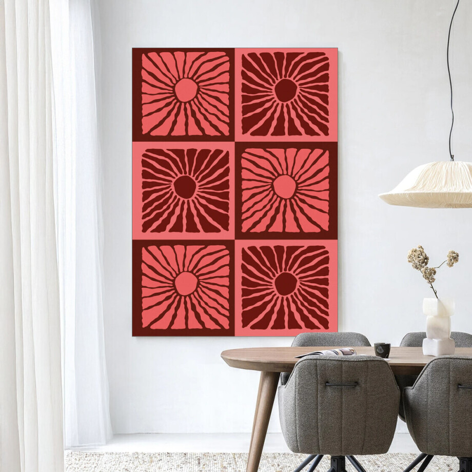 Urban Cotton Wandkleed 'Suns In Pink' 80 x 110cm in Frame - black afbeelding 