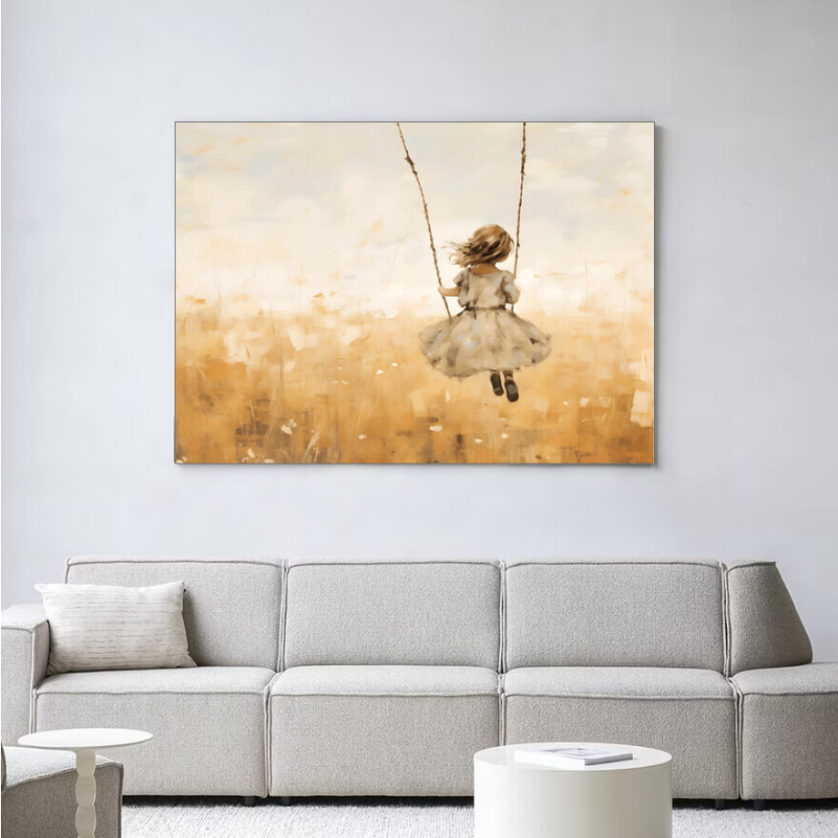 Urban Cotton Wandkleed 'Swinging Girl' 110 x 145cm in Frame - black afbeelding 