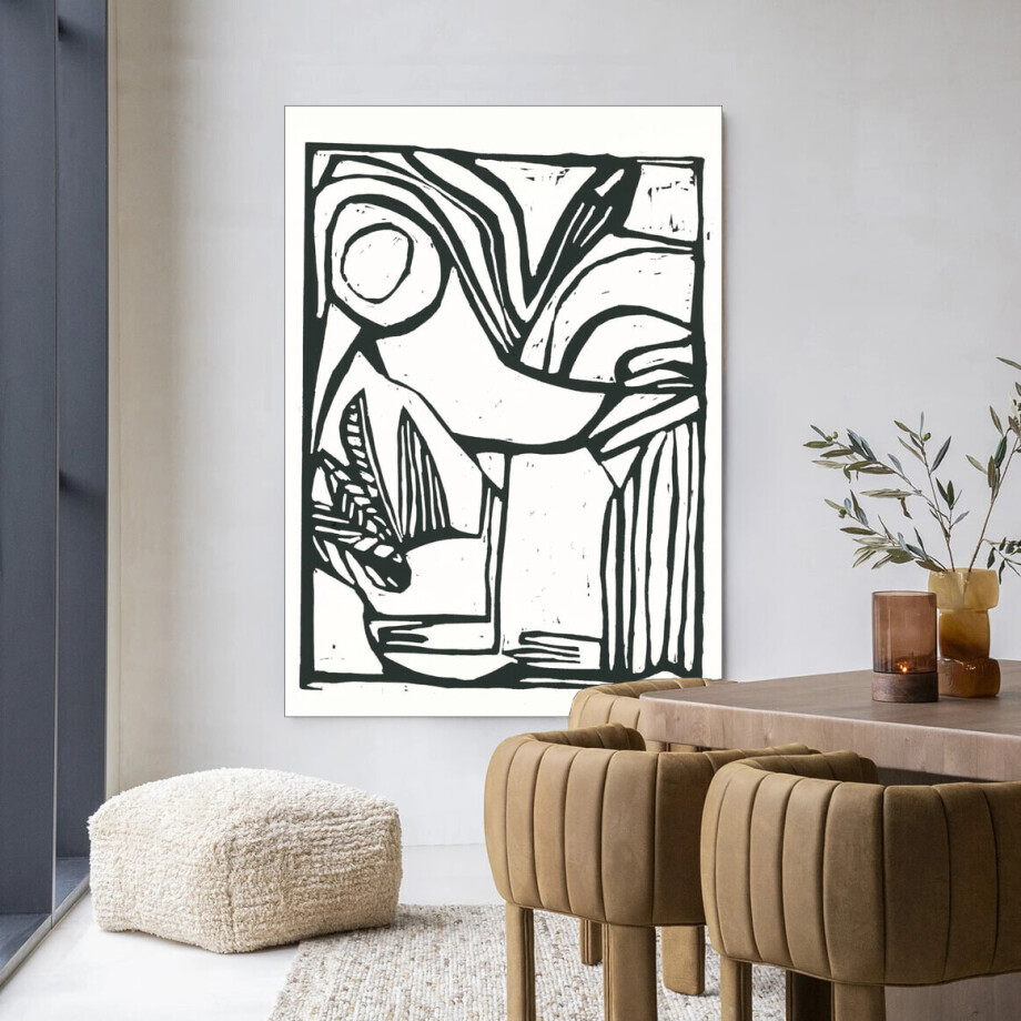 Urban Cotton Wandkleed 'Vogel' 80 x 110cm in Frame - black Urban Cotton Wandkleed 'Vogel' 80 x 110cm in Frame - black afbeelding