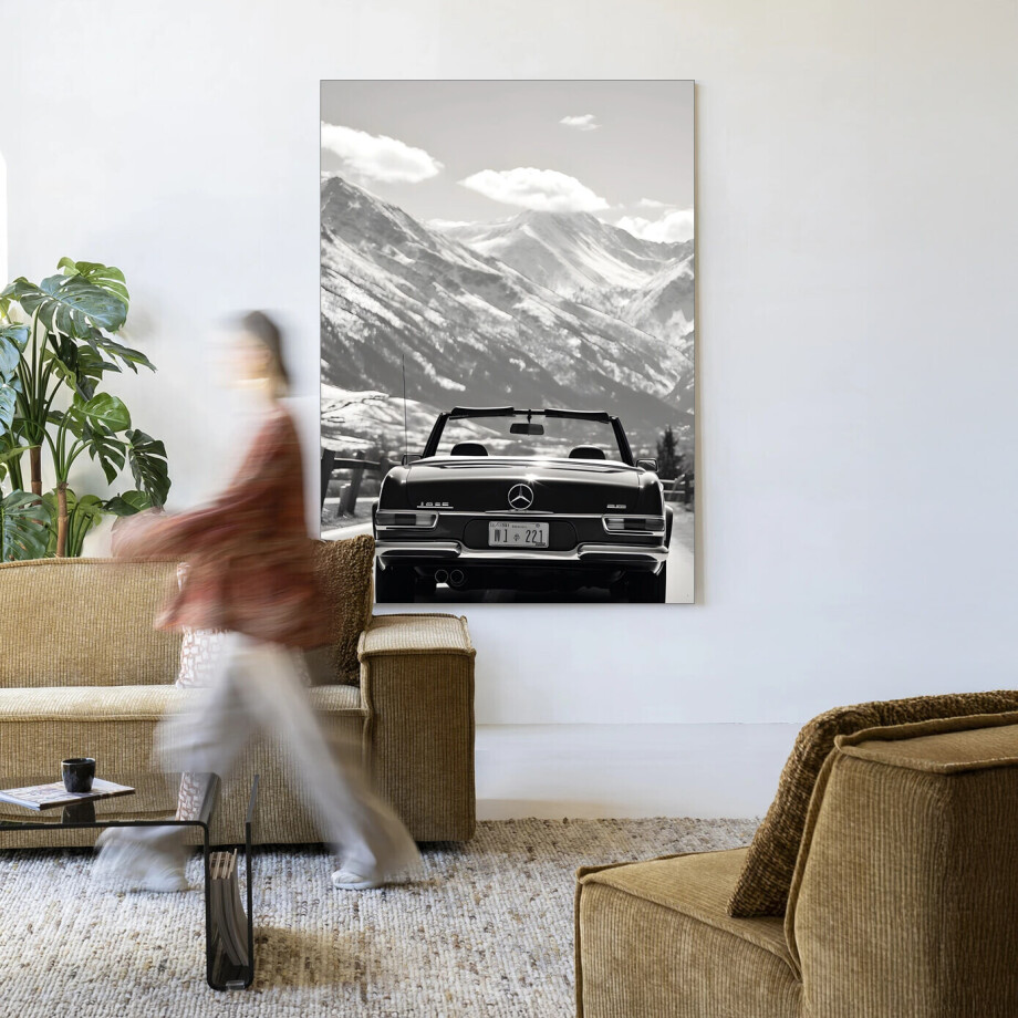 Urban Cotton Wandkleed 'Winter Road' 80 x 110cm in Frame - black afbeelding 