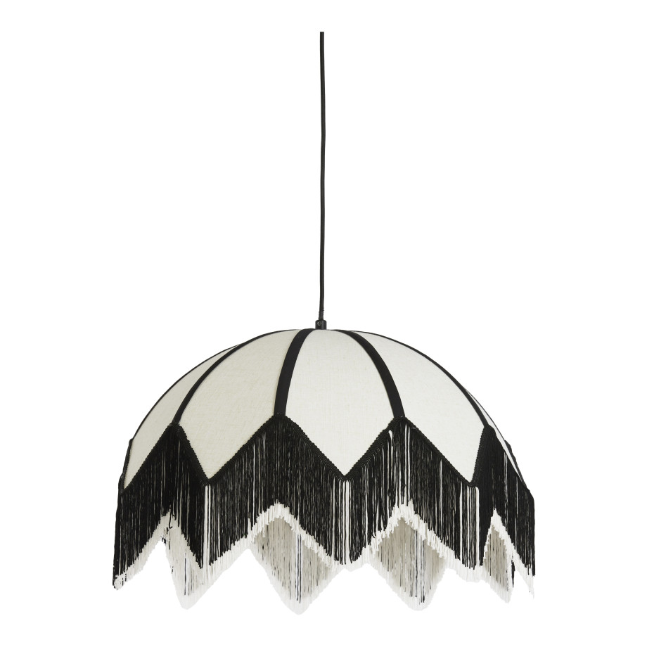 Light & Living Hanglamp 'Sulina' Linnen, 55cm, kleur Wit/Zwart afbeelding 1