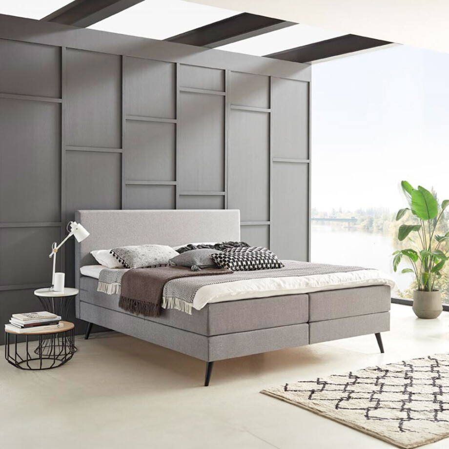 Boxspring 'Nora' kleur grijs - 160 x 200 cm afbeelding 