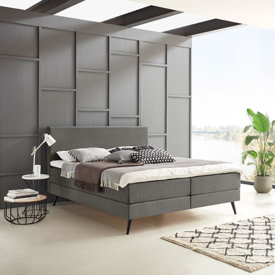 Boxspring 'Nora' kleur antraciet - 180 x 210 cm afbeelding 
