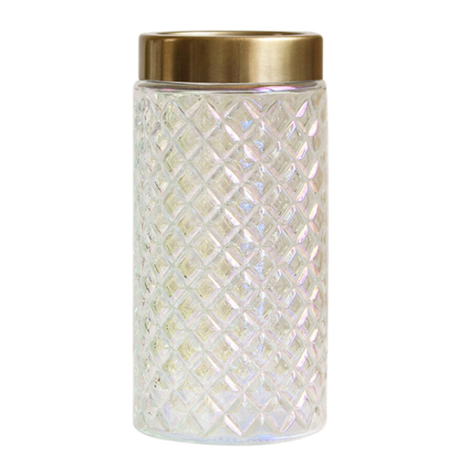 QUVIO Vaas met gouden rand - Transparant glas - 11 x 22 cm afbeelding 1