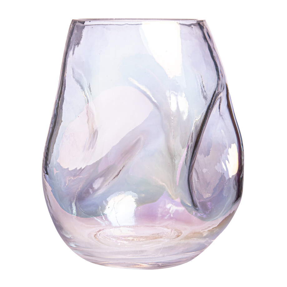 QUVIO Vaas ingedeukt - Maat S - Glas - Parelmoer QUVIO Vaas ingedeukt - Maat S - Glas - Parelmoer afbeelding 1