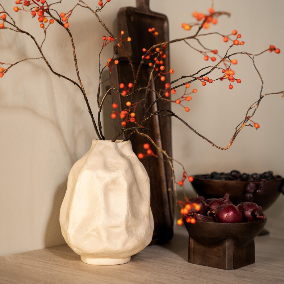 By-Boo Vaas 'Dent' 27cm hoog, kleur Off White afbeelding 1