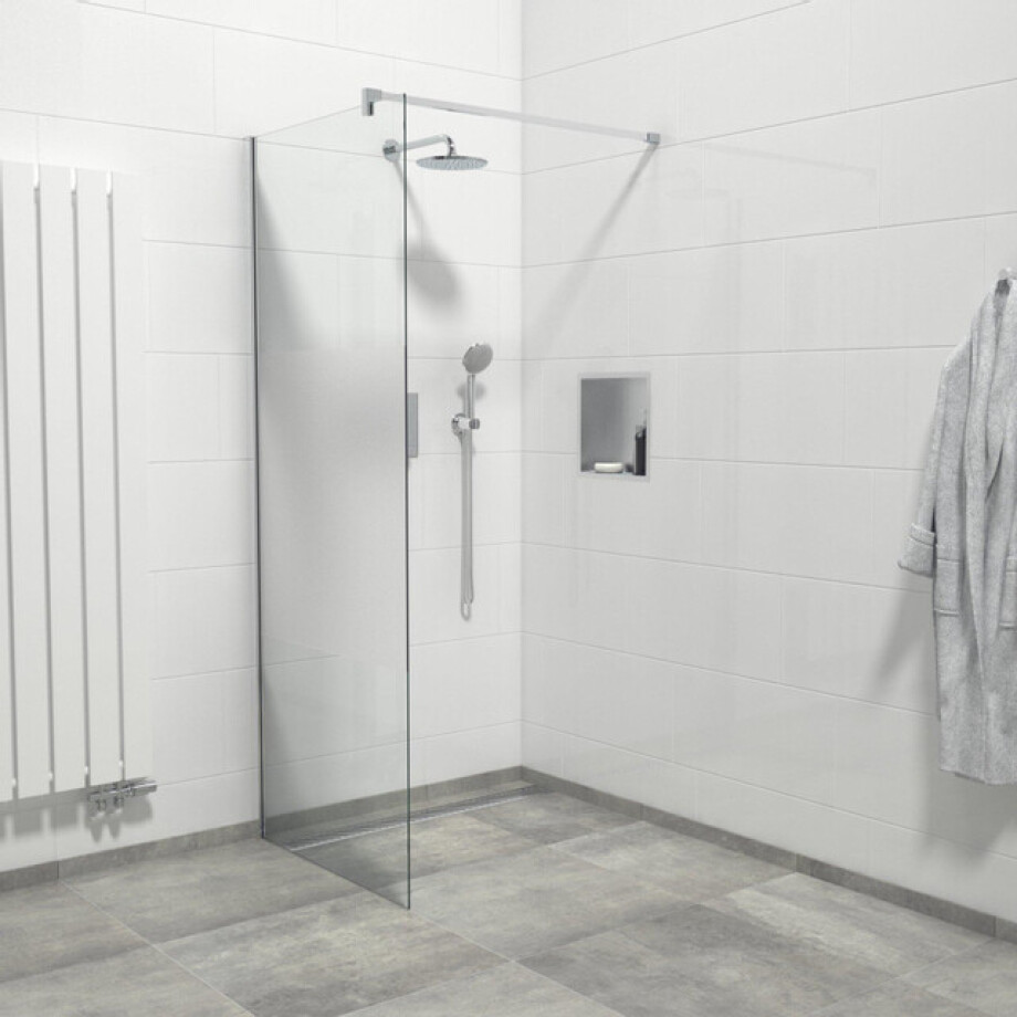 Van Marcke Inloopdouche - 80x200cm - veiligheidsglas - band mat glas - anti kalk - chroom 20005669 Van Marcke Inloopdouche - 80x200cm - veiligheidsglas - band mat glas - anti kalk - chroom 20005669 afbeelding 1