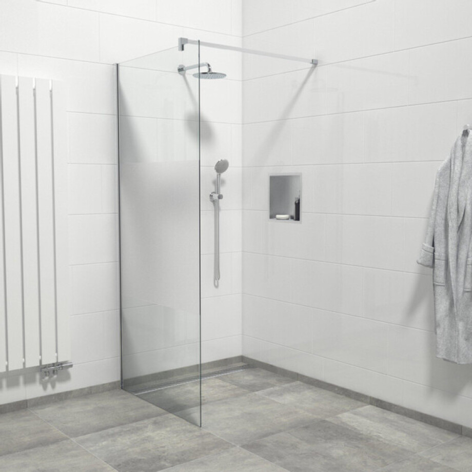 Van Marcke Inloopdouche - 90x200cm - veiligheidsglas - band mat glas - anti kalk - chroom 20005670 Van Marcke Inloopdouche - 90x200cm - veiligheidsglas - band mat glas - anti kalk - chroom 20005670 afbeelding 1