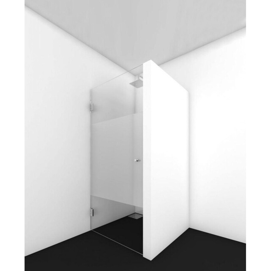 Van Rijn Products ST01 Nisdeur - 80x200cm - helder Clearglas - dikte 8mm - met geprinte baan - 100cm - RVS ST0110080GSRVS afbeelding 1
