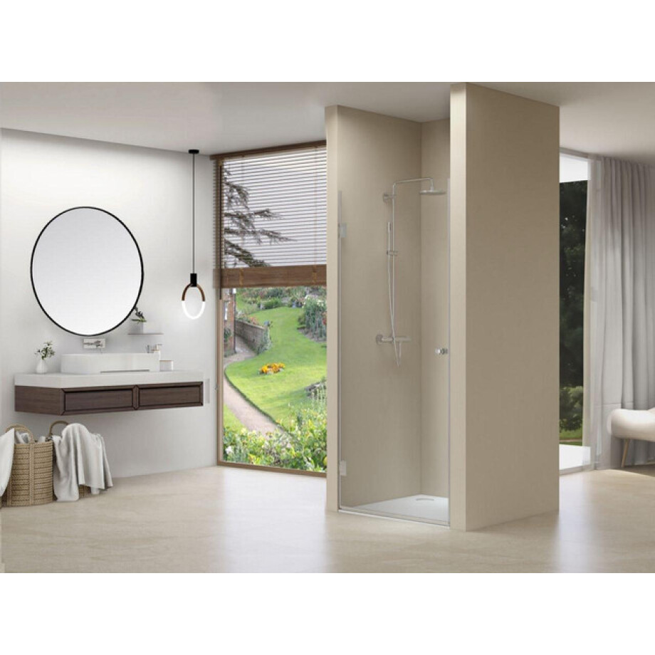 Van Rijn Products ST01 Nisdeur - 90x200cm - helder clearglas - dikte 8mm - incl. dichtingen - zwart ST01LP10090ZW afbeelding 1