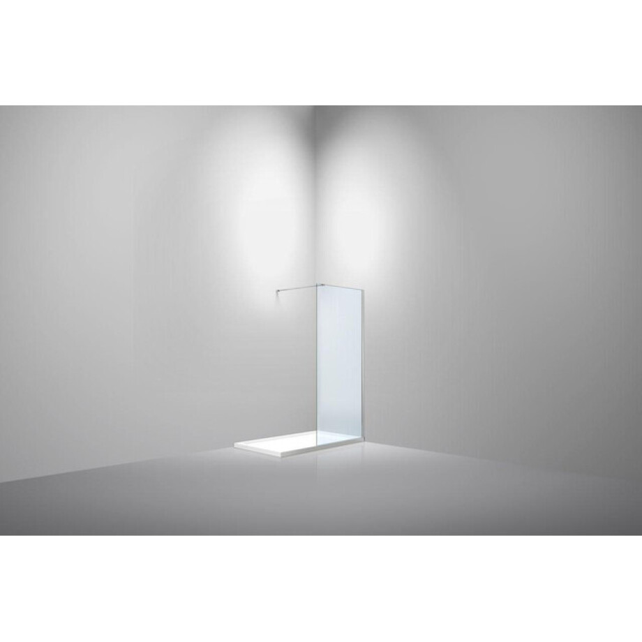 Van Rijn Products ST01 Vaste wand 108x200cm 8mm helder glas inclusief muurprofiel en stabilisatiestang RVS ST01RVS110M Van Rijn Products ST01 Vaste wand 108x200cm 8mm helder glas inclusief muurprofiel en stabilisatiestang RVS ST01RVS110M afbeelding 1