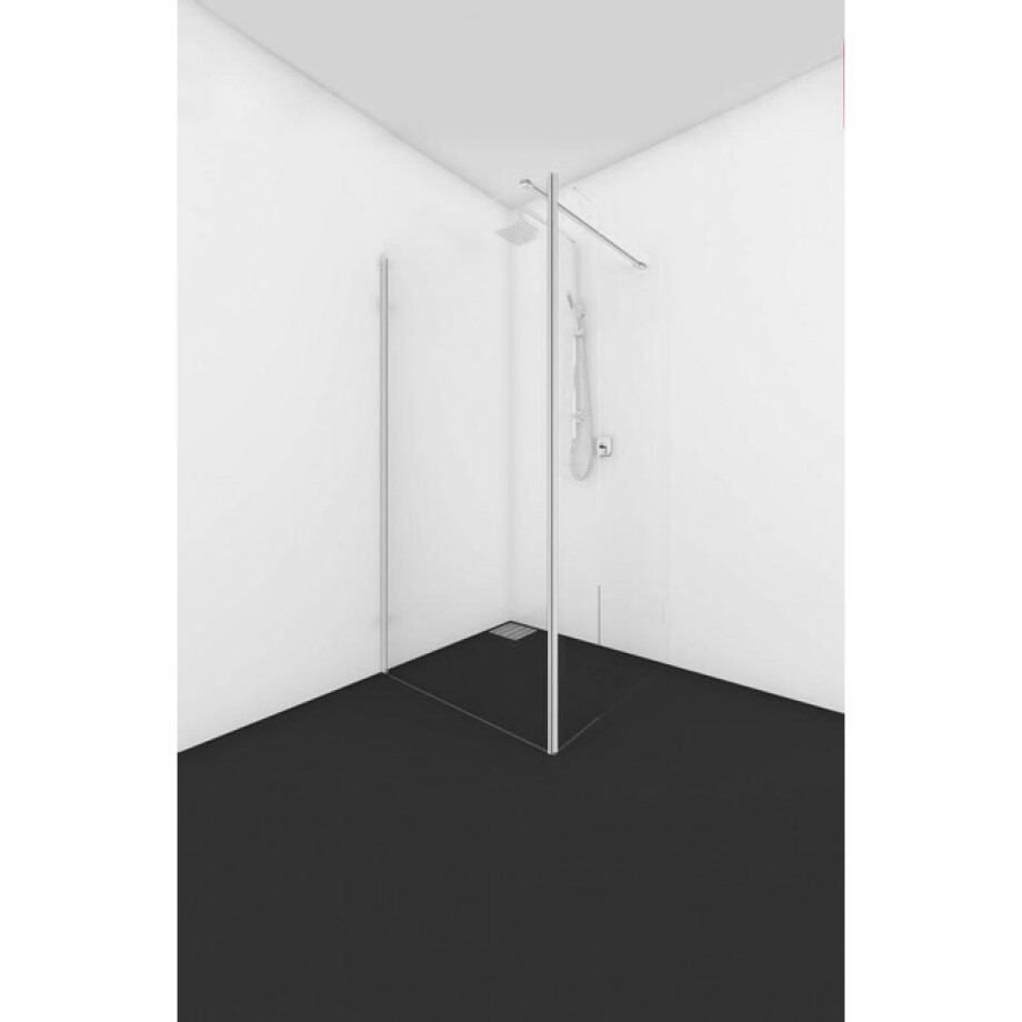 Van Rijn Products ST01 Vaste wand - 110x200cm - helder glas - haakse wand scharnierend - links en rechts - stabilisatiestang ST01675110 afbeelding 1