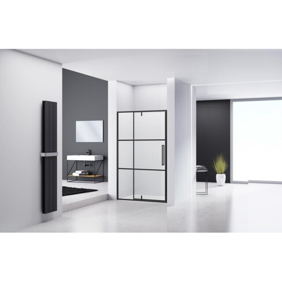 Van Rijn Products ST04 Nisdeur zwart incl. glasbehandeling 6mm glas, 2 lijnen zeefdruk L/R draaiend 1380-1400 x 2000 ST04300140 Van Rijn Products ST04 Nisdeur zwart incl. glasbehandeling 6mm glas, 2 lijnen zeefdruk L/R draaiend 1380-1400 x 2000 ST04300140 afbeelding 1