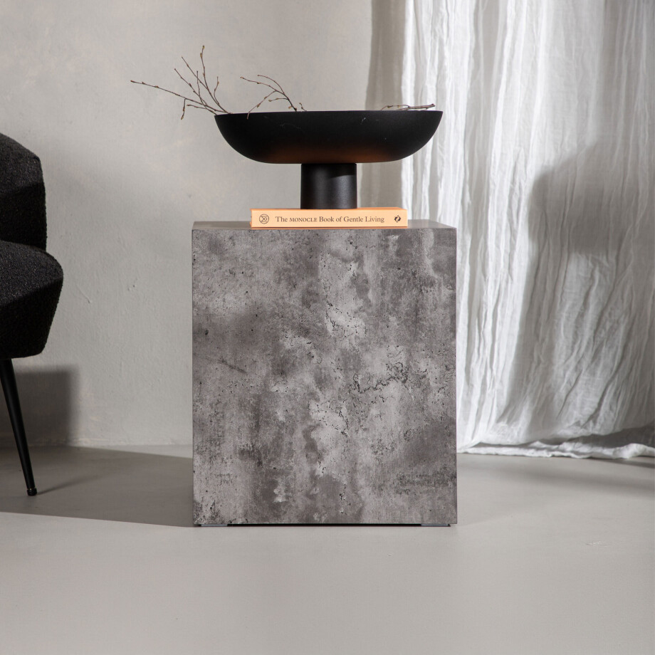 Nohr Salontafel 'Katiana' Marmerlook, 40 x 40cm, kleur Donkergrijs afbeelding 1