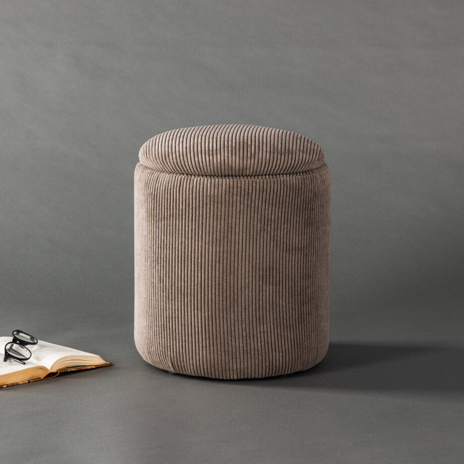 Nohr Poef 'Maigan' Rib, kleur Bruin afbeelding 1