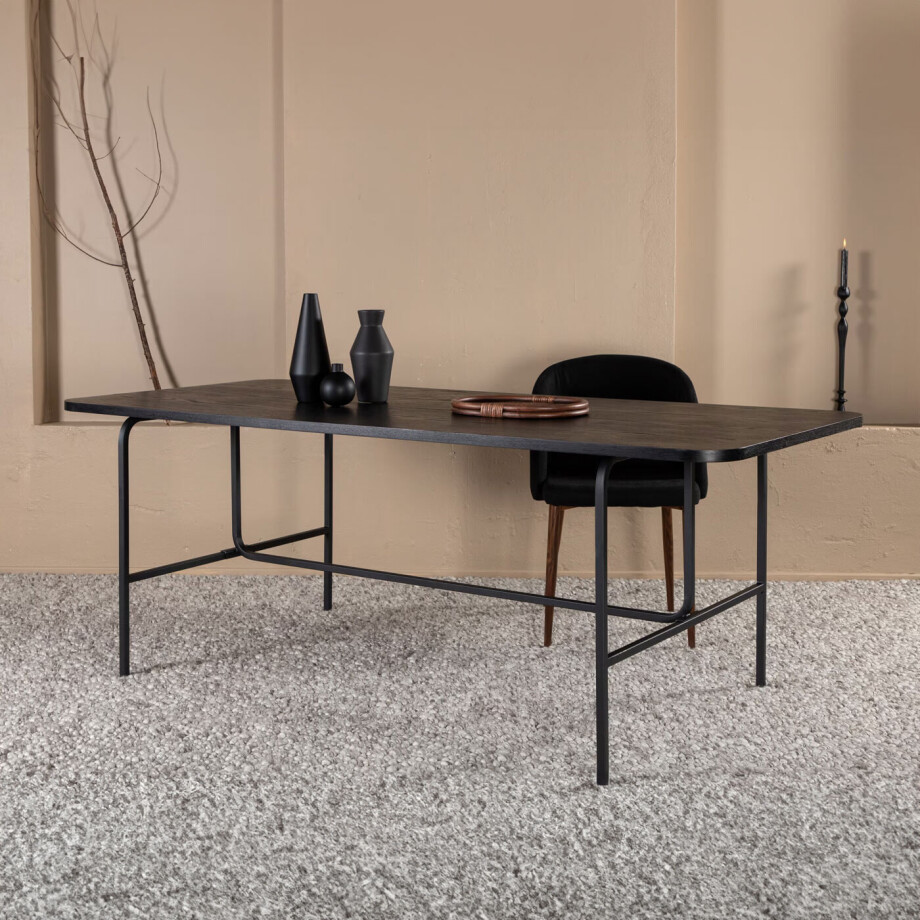 Nohr Eettafel 'Tramel' MDF, 200 x 90cm, kleur Zwart afbeelding 1