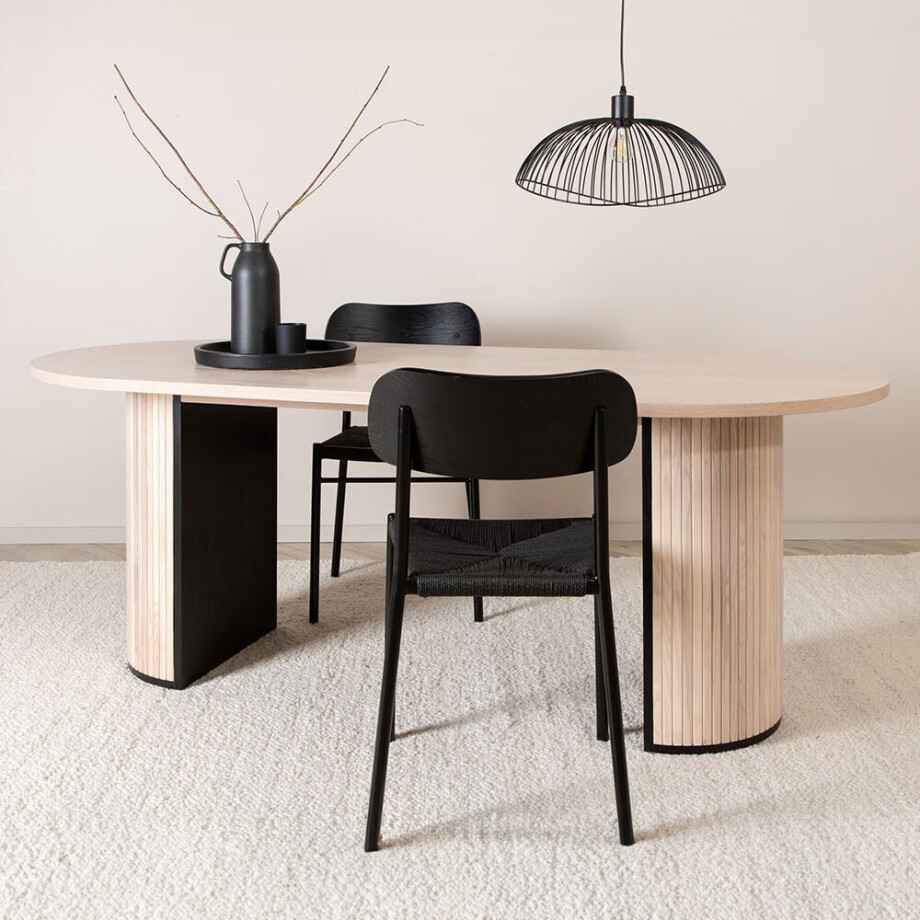 Nohr Deens Ovale Eettafel 'Fionna' 200 x 90cm, kleur Whitewash afbeelding 1