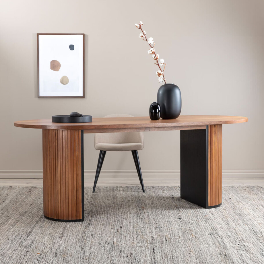Nohr Deens Ovale Eettafel 'Fionna' 200 x 90cm, kleur Walnoot afbeelding 1
