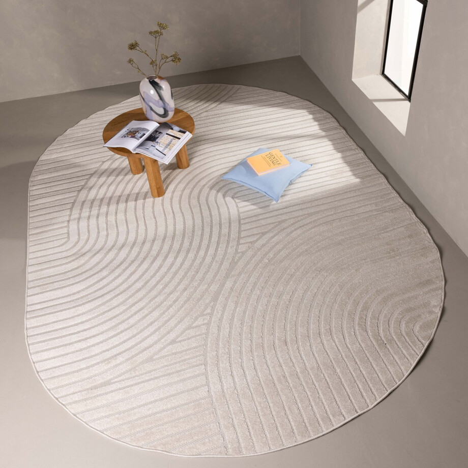 Nohr Ovaal Vloerkleed 'Aries' 240 x 340cm, kleur Off White Nohr Ovaal Vloerkleed 'Aries' 240 x 340cm, kleur Off White afbeelding 1