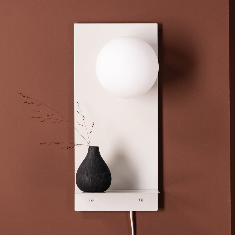 Nohr Wandlamp 'Damara' Met wandplankje, kleur Lichtgrijs afbeelding 1