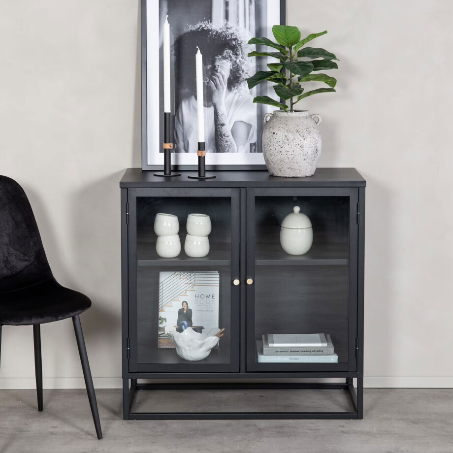 Nohr Vitrinekast 'Shaune' 85 x 85cm, kleur Zwart afbeelding 1