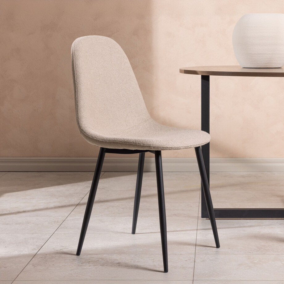 Nohr Eetkamerstoel 'Austina' Bouclé, kleur Beige afbeelding 1