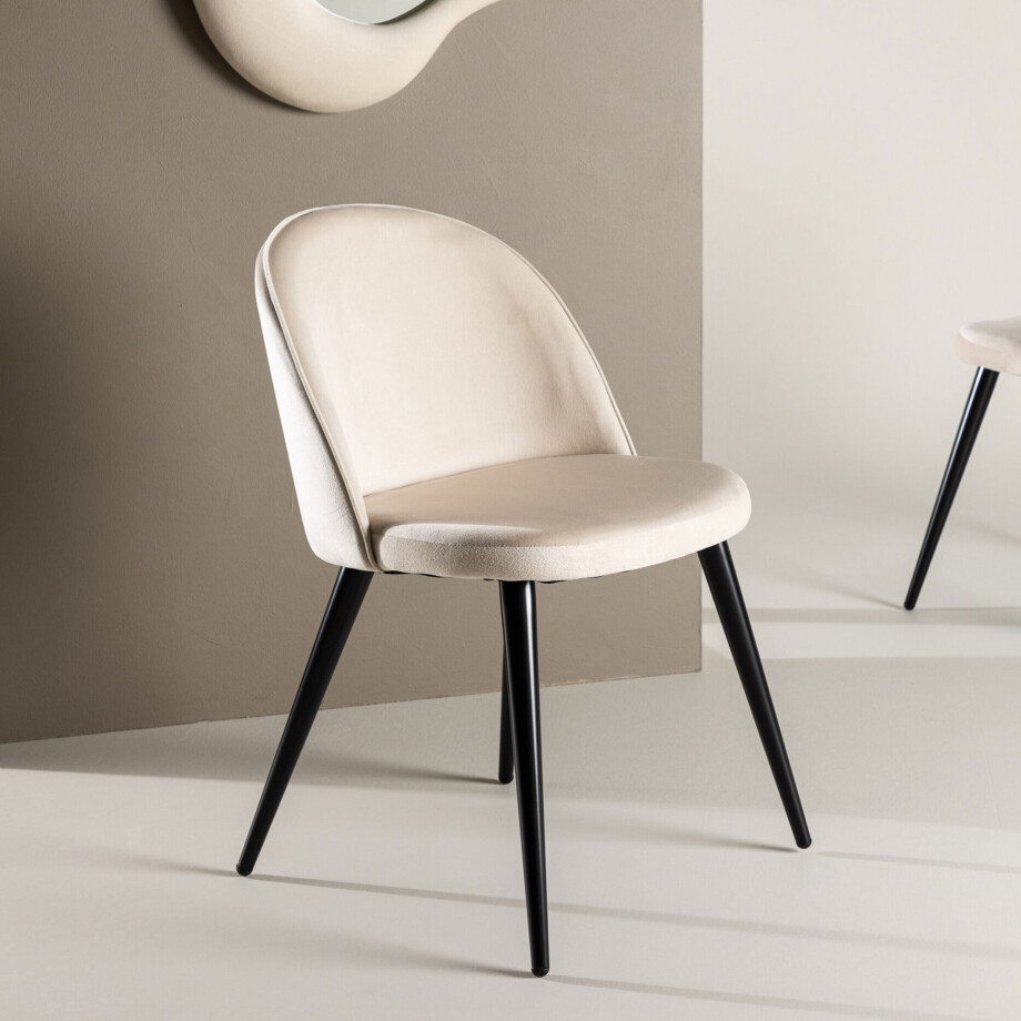 Nohr Eetkamerstoel 'Amon' Velvet, kleur Beige afbeelding 1