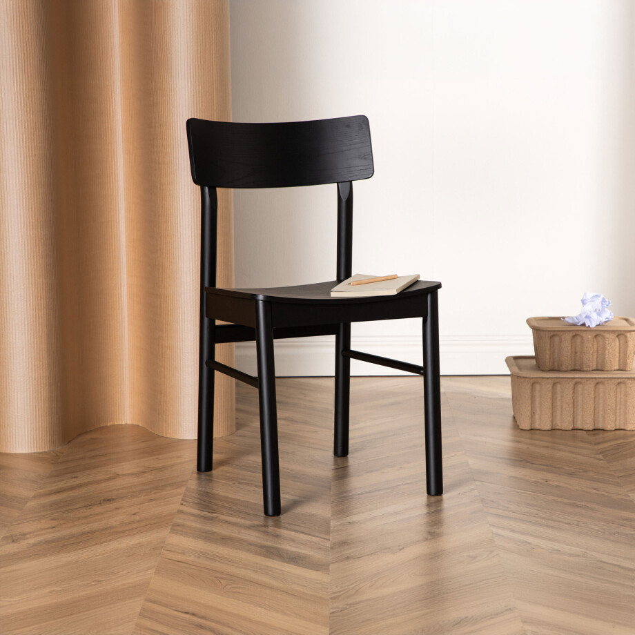 Nohr Eetkamerstoel 'Waylen' Berkenhout, kleur Zwart Nohr Eetkamerstoel 'Waylen' Berkenhout, kleur Zwart afbeelding 1