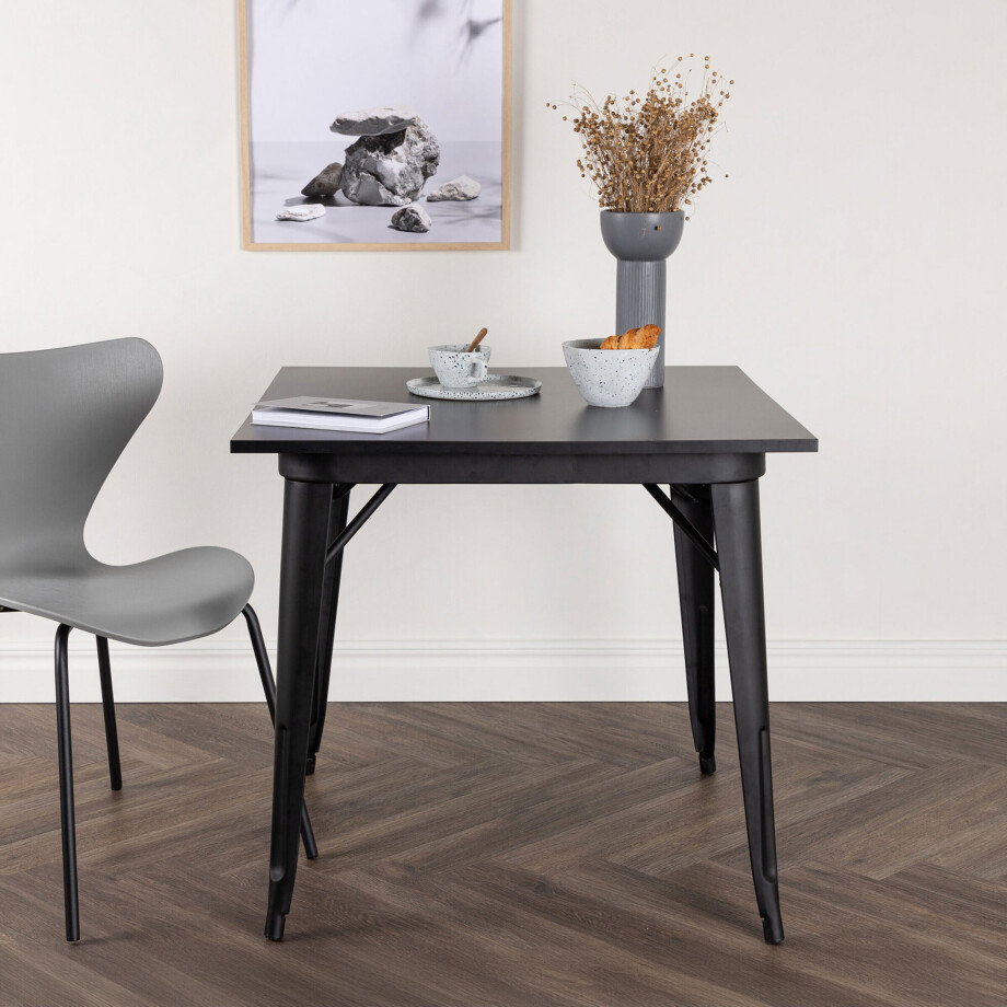 Nohr Vierkante Bistrotafel 'Jerae' 80 x 80cm, kleur Zwart afbeelding 1