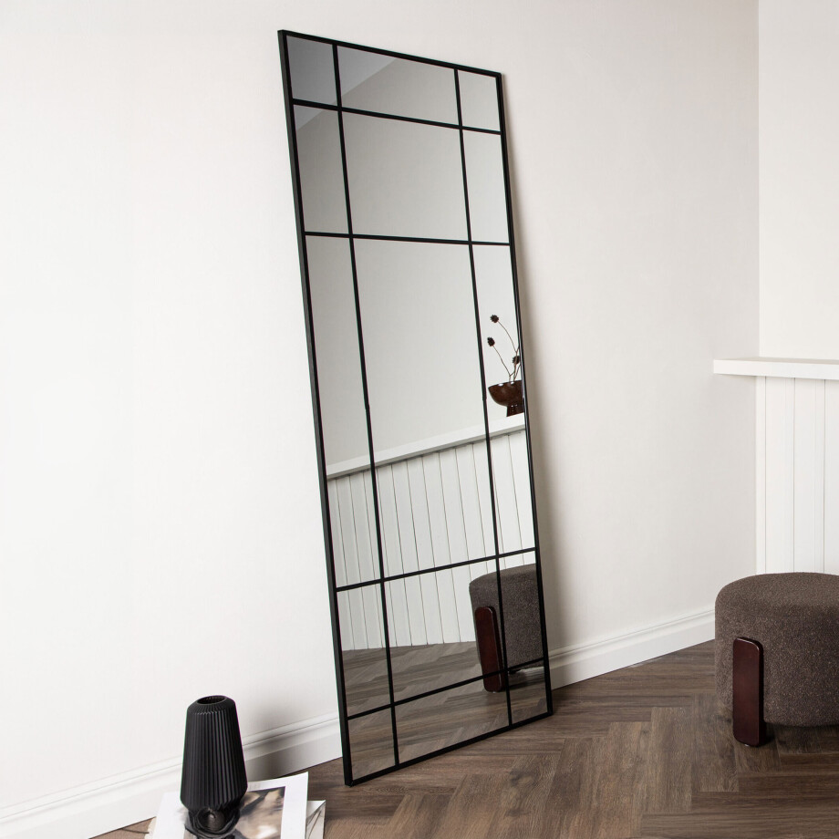 Nohr Spiegel 'Madiha' Raster 193 x 67cm, kleur zwart afbeelding 1