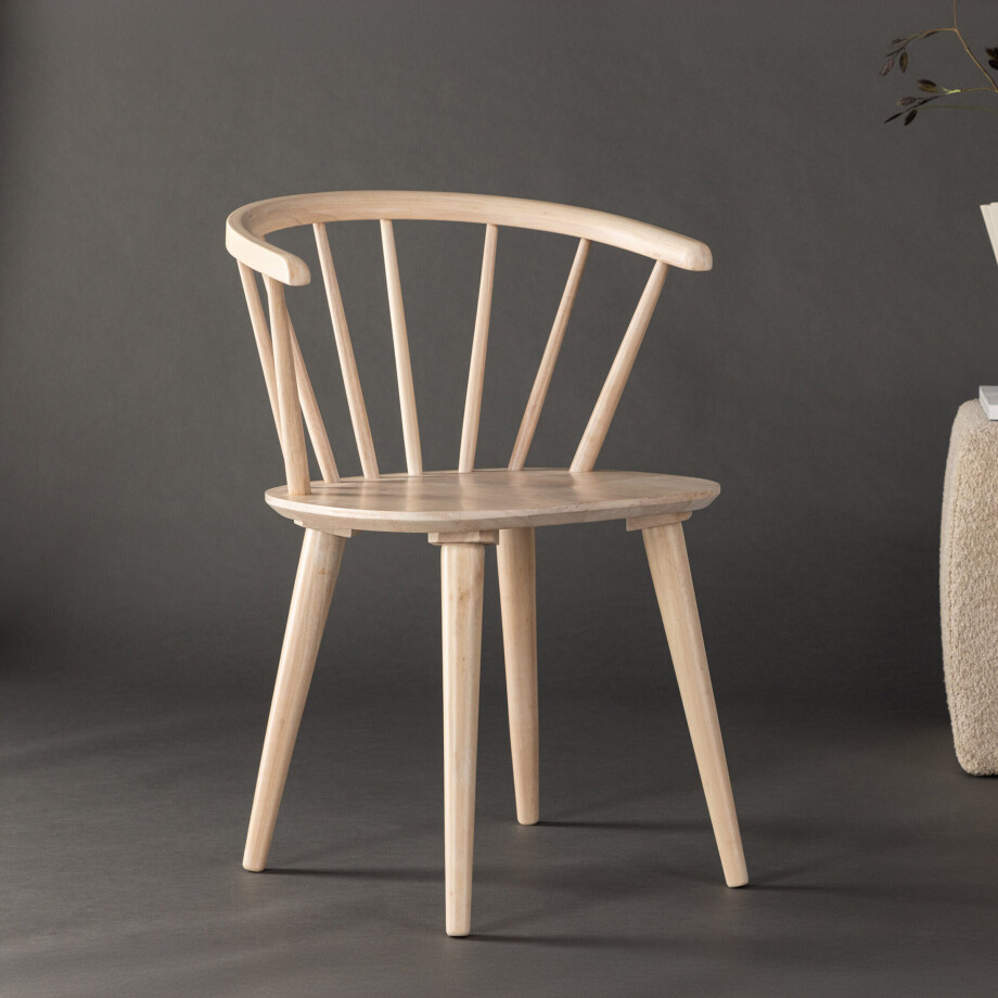 Nohr Eetkamerstoel 'Araseli' Rubberhout, kleur Whitewash afbeelding 1