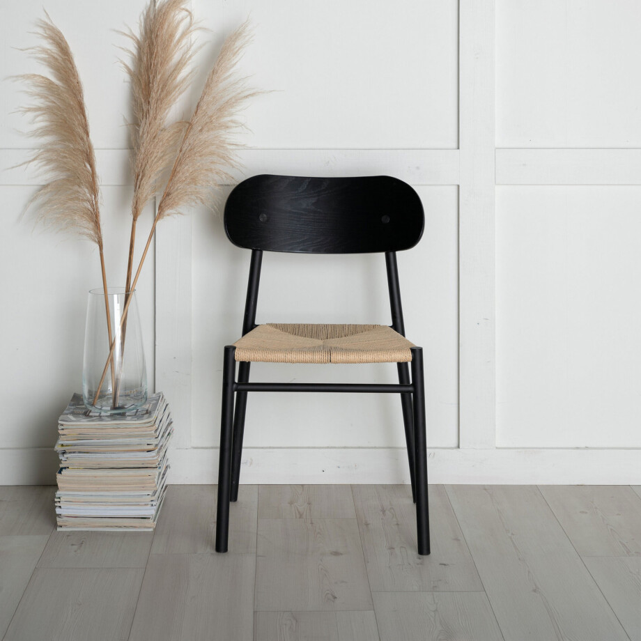 Nohr Eetkamerstoel 'Lakeithia' Rattan, kleur Naturel/Zwart afbeelding 1