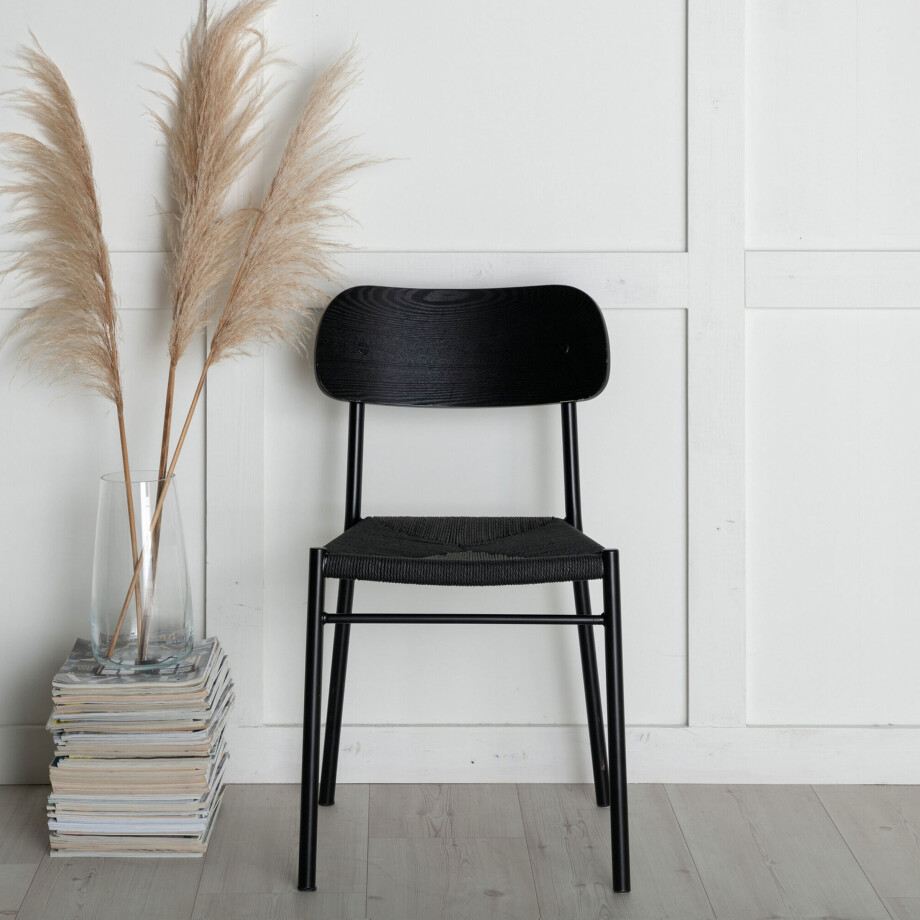 Nohr Eetkamerstoel 'Lakeithia' Rattan, kleur Zwart afbeelding 1