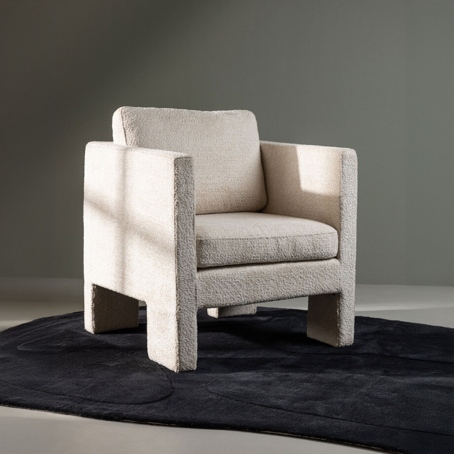 Nohr Fauteuil 'Diann' Bouclé, kleur Wit afbeelding 1