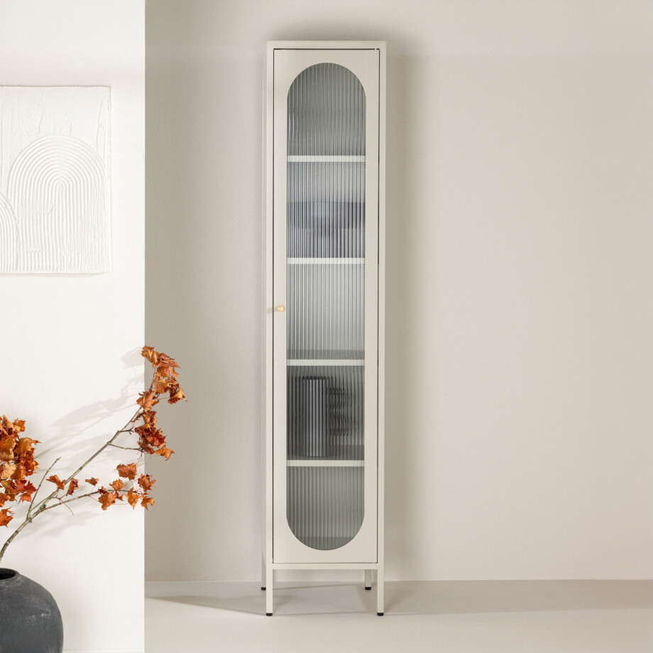 Nohr Vitrinekast 'Tilla' 180 x 37cm, kleur Beige afbeelding 1