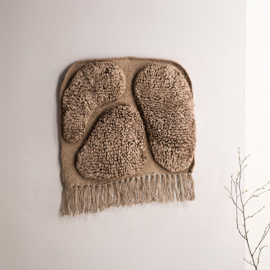 Nohr Wandkleed 'Chinenye' Wol, kleur Bruin afbeelding 1
