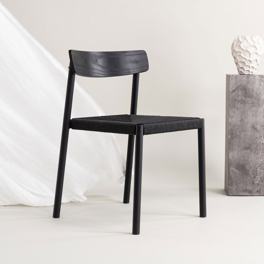 Nohr Eetkamerstoel 'Tyeesha' Rattan, kleur Zwart afbeelding 1