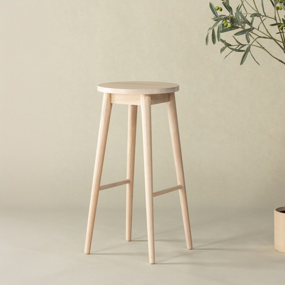 Nohr Barkruk 'Donella' Rubberhout, kleur Naturel (zithoogte 75cm) afbeelding 1