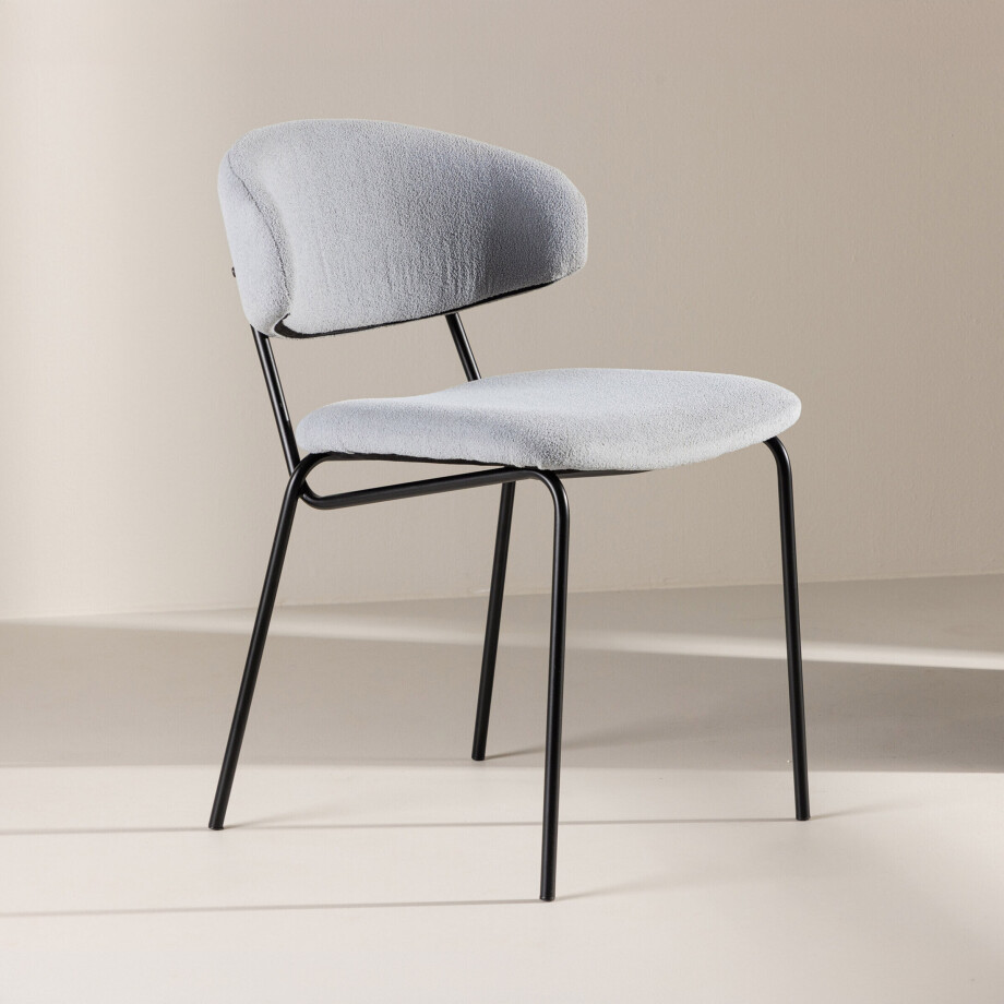 Nohr Eetkamerstoel 'Jannet' Bouclé, kleur Lichtblauw Nohr Eetkamerstoel 'Jannet' Bouclé, kleur Lichtblauw afbeelding 1