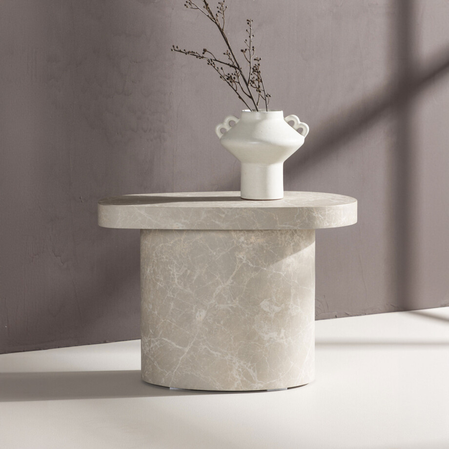 Nohr Organische Bijzettafel 'Jabez' Betonlook, 50 x 30cm afbeelding 1