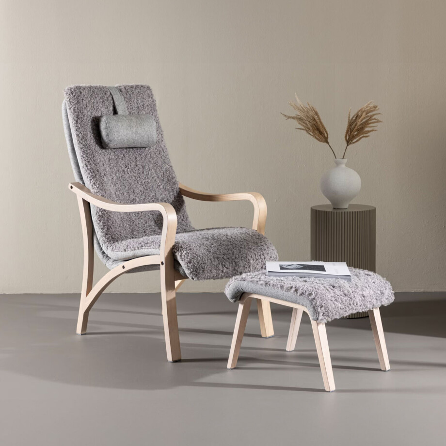 Nohr Fauteuil 'Tandra' Met voetenbank, kleur Lichtgrijs afbeelding 1