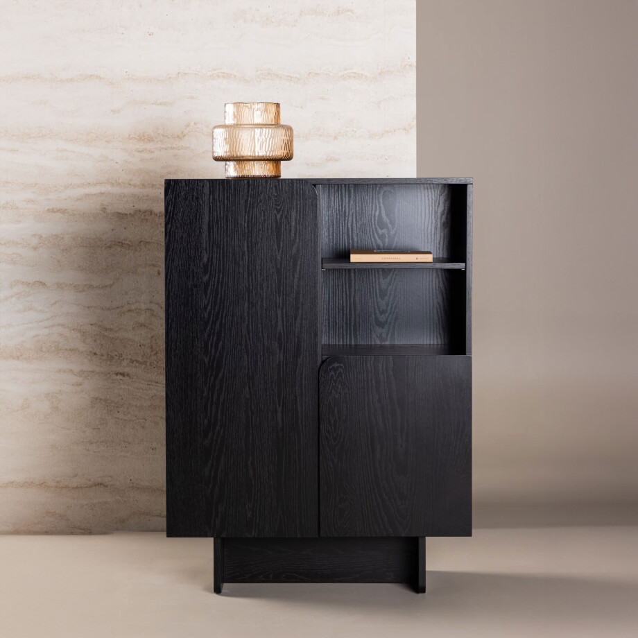 Nohr Opbergkast 'Jadira' 110 x 80cm, kleur Zwart Nohr Opbergkast 'Jadira' 110 x 80cm, kleur Zwart afbeelding 1