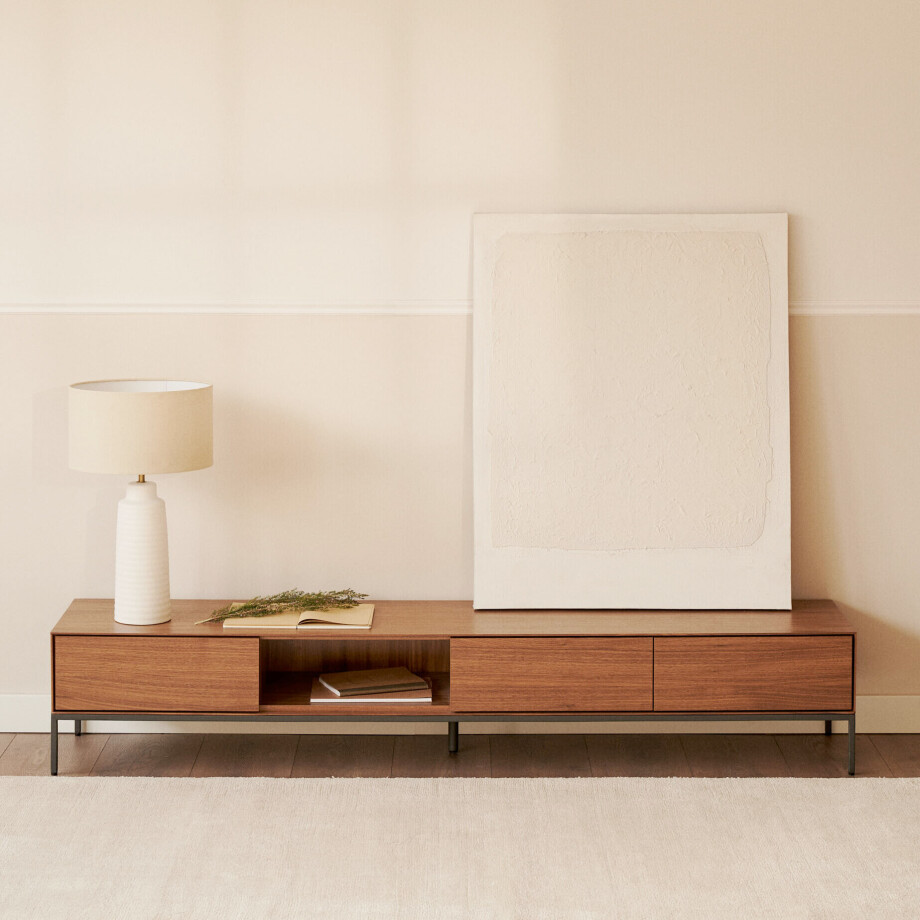 Kave Home TV-meubel 'Vedrana' Laag, Walnoot, 195cm afbeelding 