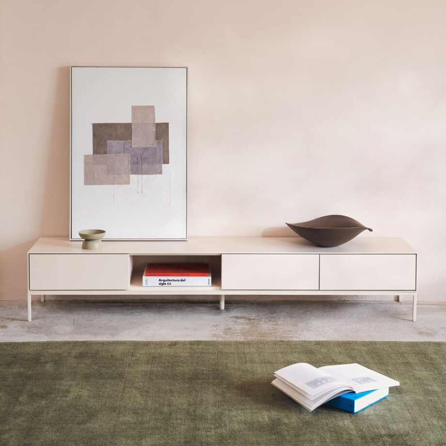 Kave Home TV-meubel 'Vedrana' 195 x 40cm, kleur Wit afbeelding 1