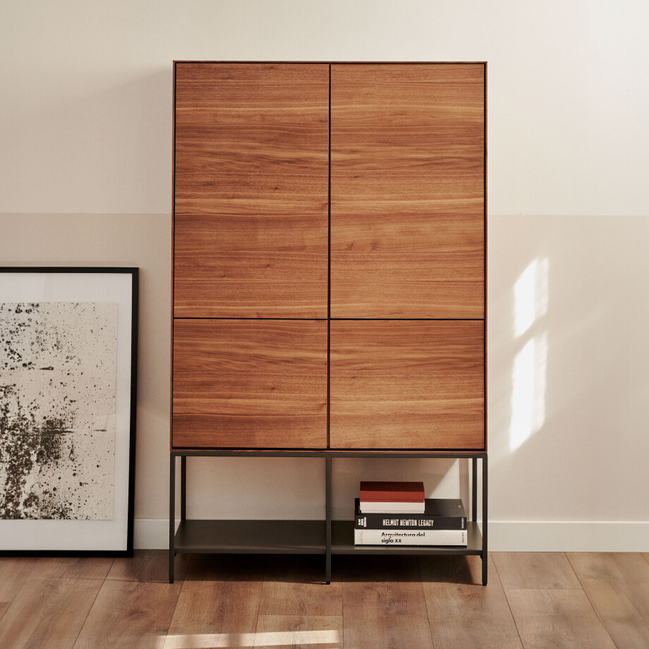 Kave Home Opbergkast 'Vedrana' Walnoot, 160 x 98cm Kave Home Opbergkast 'Vedrana' Walnoot, 160 x 98cm afbeelding