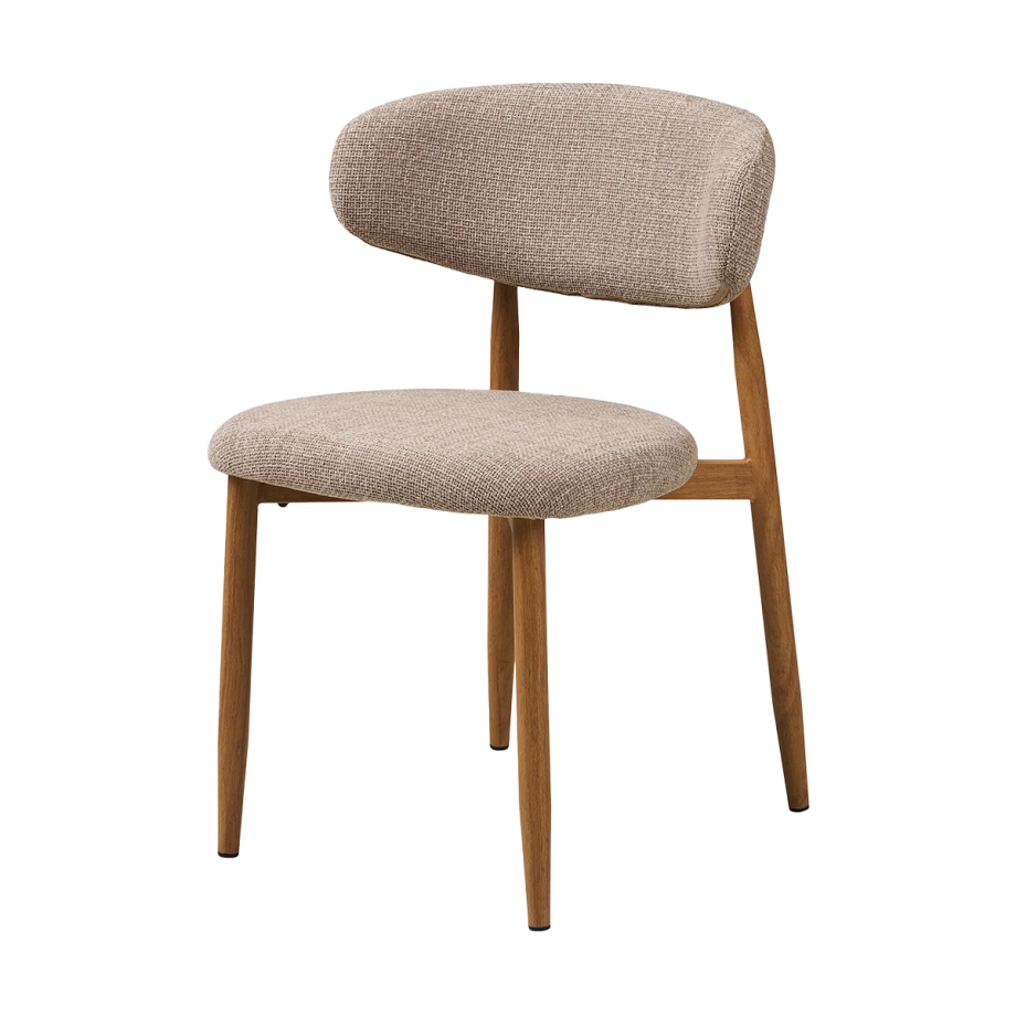 Veronique eetkamerstoel met stoffen zitvlak en rugleuning zand afbeelding 1