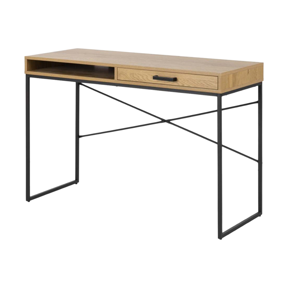 Vic houten bureau naturel - met opbergvak - 110 x 45 cm afbeelding 1