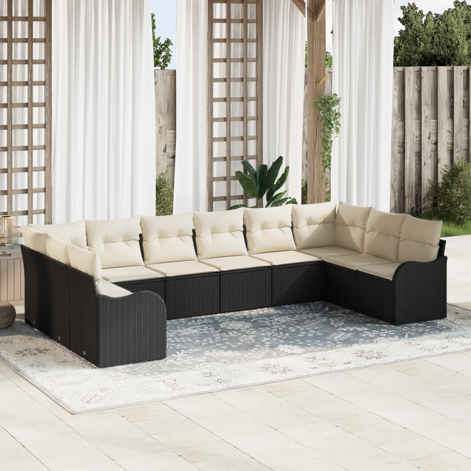 vidaXL Tuin Sofa Set Zwart 344 x 177,5 x 85 cm poly rattan afbeelding 1