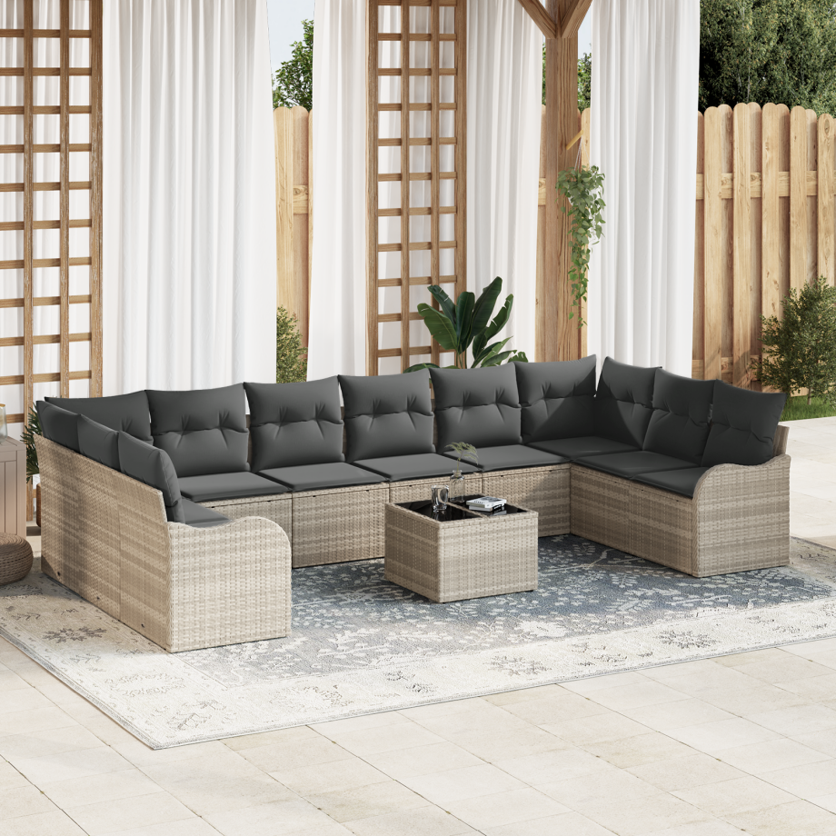 vidaXL Tuin Sofa Set Lichtgrijs 55 x 55 x 37 cm poly rattan vidaXL Tuin Sofa Set Lichtgrijs 55 x 55 x 37 cm poly rattan afbeelding 1
